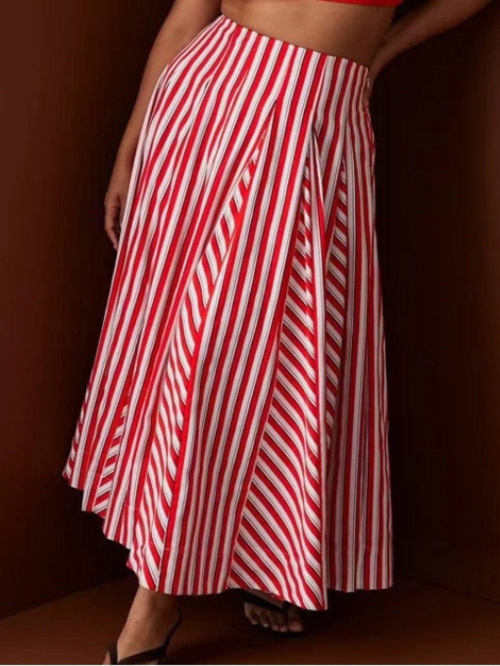 Rosie Assoulin x 🎯 Pleated Poplin Striped Midi Skirt